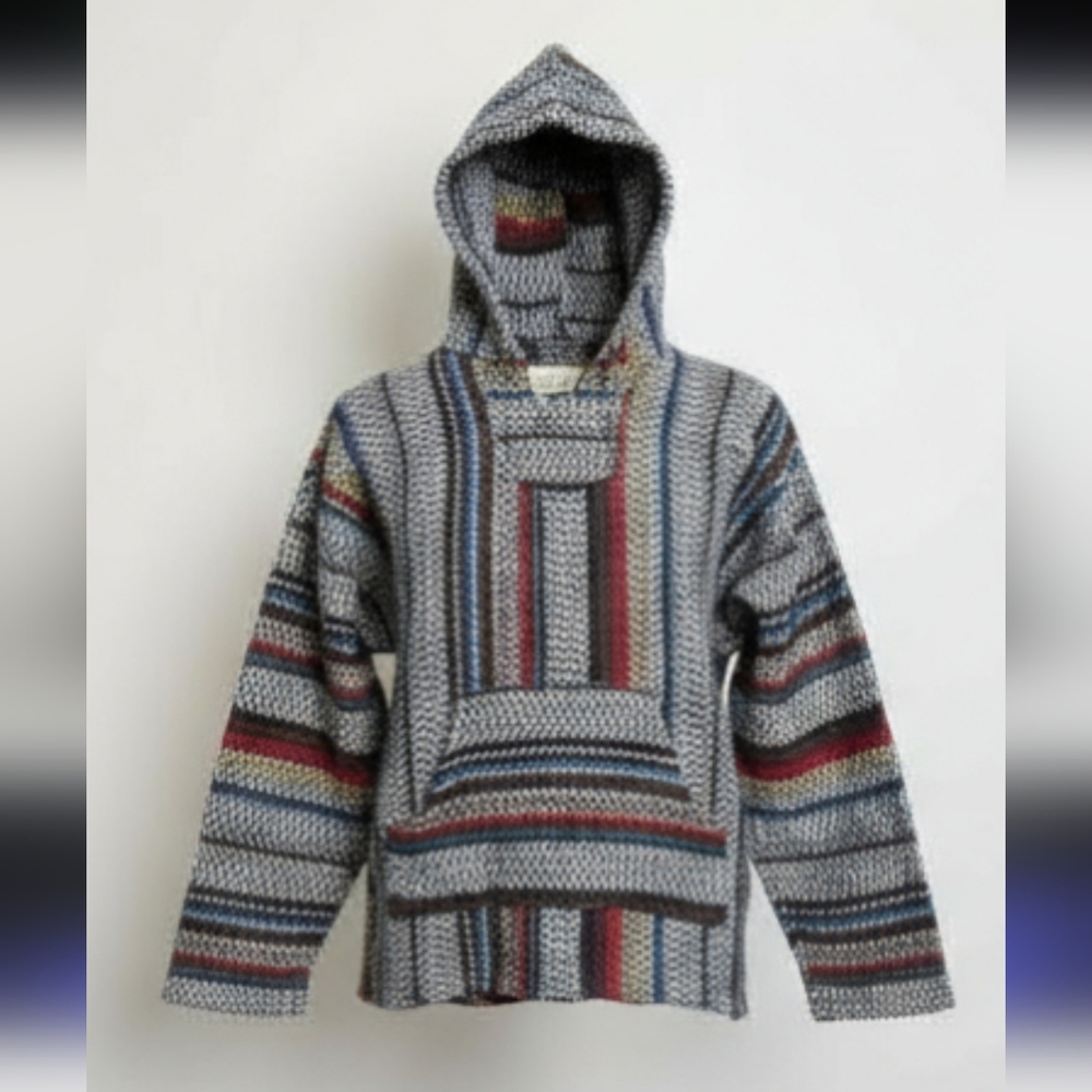 BAJA Joe Drug Rug Hoodie Mens Mexican Muli Color Size M